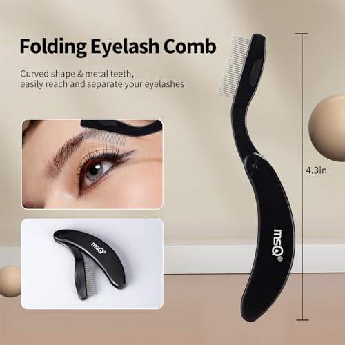 MSQ Eyebrow Brush and Comb Folding Eyelash Brush Eyelash Separator Eye Brow Comb & Spoolie Brush Professional Mascara Brushes Eye Makeup Tools Set 4PCS - size: 4 PCS