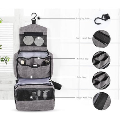 Travel toilet bag is used to store toiletries, Suitable for short-term travel use hanging toilet bag (Gray) - color: Gray