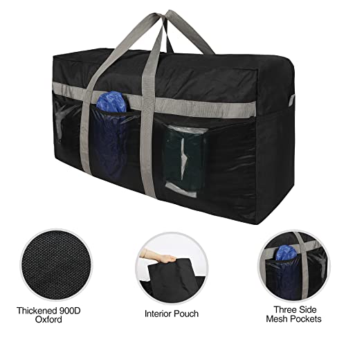 REDCAMP Foldable Travel Bag, Large Sports Bag, 75L/96L/100L, Lightweight Waterproof Tote Bag - color: Black 100l