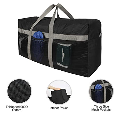 REDCAMP Foldable Travel Bag, Large Sports Bag, 75L/96L/100L, Lightweight Waterproof Tote Bag - color: Black 100l
