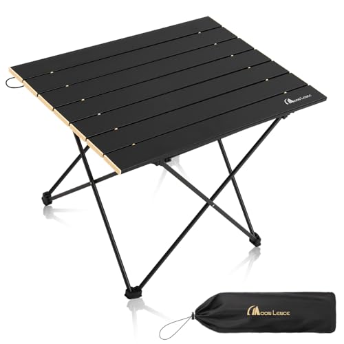 MOON LENCE Ultralight Folding Camping Table, Compact, Portable with Carry Bag, for Outdoor Cooking, Picnic, Camp, Boat, Travel (Black, Gold Side - M) - color: Gold, size: Medium