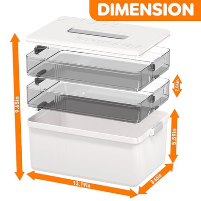 Citylife 3-Tier Medicine Cabinet Organizer,Medicine Cabinet First Aid Kit with Handle,Portable Multi-Purpose Storage Box Suitable for Family Emergency,Home,Travel,White - size: 3-Tier