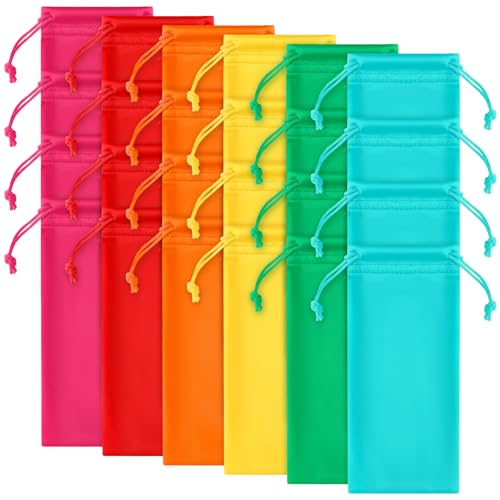 Shinylin 24 Pcs Sunglass Pouch Drawstring Microfiber Pouch Multicolor Soft Sunglasses Case Sunglasses Bag Eyeglass(Bright Colors,Fresh) - color: Bright Colors, style: Fresh