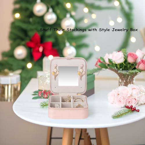 Vlando Small Travel Jewelry Box Organizer - Mirrored Jewelries Necklaces Rings Earrings Necklace Storage Case, Pink - color: a. Pink 2023