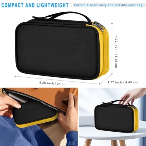 ZINMARK Portable Cable Organizer Case,Travel Pouch with Double-Layer Storage for Cables,Chargers,Earbuds & Phone,Black Yellow– Small Size - color: Black Yellow