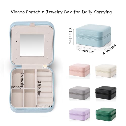 Vlando Small Travel Jewelry Box Organizer - Mirrored Carry-on Jewelries Necklaces Rings Earrings Necklace Storage Case, Black New - color: a. Black 2023