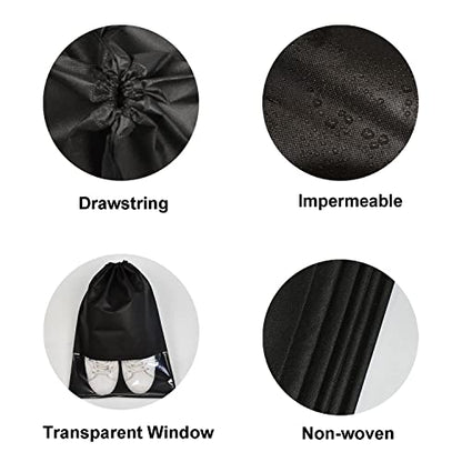 8PCS Travel Shoe Bags with Rope for Men and Women Large Shoes Pouch Organizers - color: Black