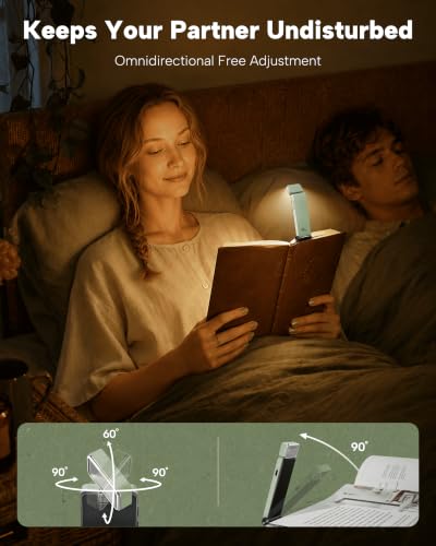 86lux Book Light, Rechargeable Clip-On LED Reading Light for Bed & Night Use - 3 Color Temperatures with Stepless Dimming, Ultralight Bookmark Design for Kids, Book Lovers, Mint Green - color: Mint Green