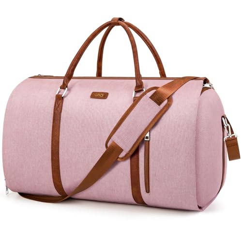 Convertible Garment Duffle Bags for Travel - Carry On Garment Bags With Toiletry Bag, Large Weekender Bags for Women Men 2 in 1 Hanging Suitcase Suit Travel Duffel Bags (Pink) - color: 5-Pink