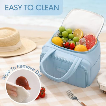 Lunch Bag for Women 7L Insulated Soft Leakproof Lunch Cooler Reusable Lunch Box for Meal Picnic Travel Work Beach Blue - color: Blue