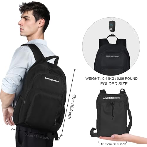 35L Foldable Waterproof Backpack For Outdoor Sports Travel Inside Wet Clothes Compartment Packable For Multiple - color: 3black