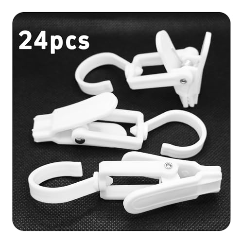 24PCS 4" Plastic Swivel Hooks with Clips, Strong Laundry Hangers, Rotating Clips for Clothes, Towels, Closet Organization, Home & Travel Use (White) - color: White