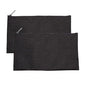 Multipack of 2 Compact Zipper Cloth Pouches, Zipper Bag, Travel Toiletry, Cosmetics, Stationary Case, 11 x 6 inches (Black) - color: Black
