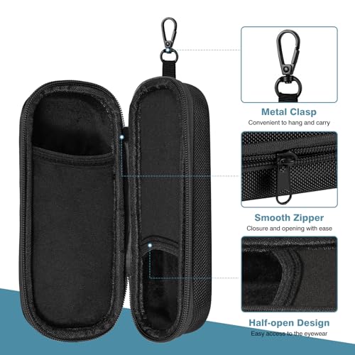 MoKo Double Eyeglass Case, Hard Shell Dual Glasses Case, Travel Sunglass Organizer with Zipper, Eyeglasses Storage Box - color: Black-rectangular