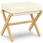 BAMBOOHOMIE Foldable Foot Stool Ottoman, Modern Foot Rest with Bamboo X Legs & Thick Foam Cushion, Folding Foot Stools Small Padded for Bedroom Living Room, Footstool for Chair Couch (Natural - Beige) - color: Natural - Beige