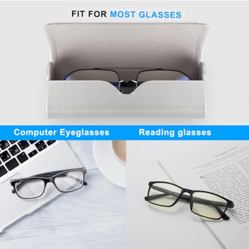 RayLove Hard Shell Glasses Case, Lightweight Leather Eyeglass Case, Travel-Friendly Sunglasses Protector for Men & Women - color: Silver