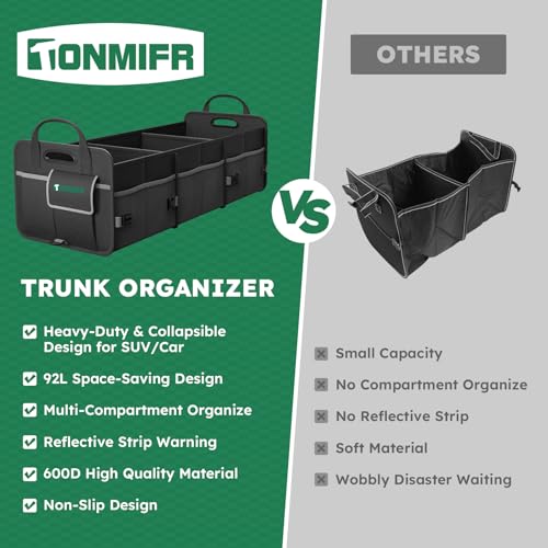 112L Large Capacity Car Trunk Organizer with 20L Insulated Fresh-Keeping Bag, Heavy-Duty 600D Waterproof Oxford Collapsible Storage for SUV, Sedan, Truck, 2 Securing Hooks & Reflective Strips - size: 112L (With Insulated Cooler)