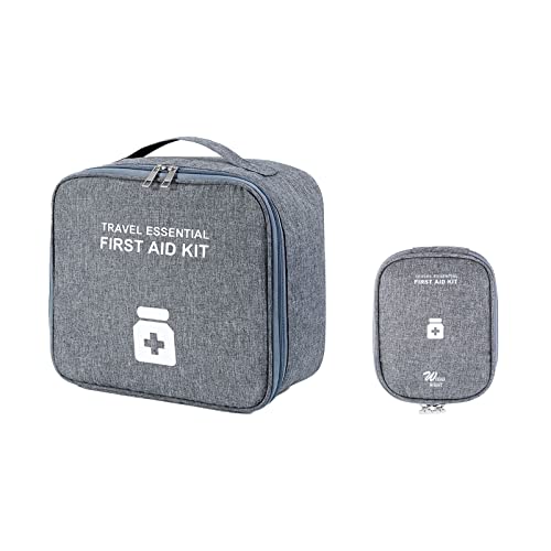 TOPASION Empty First Aid Bags, Travel Medicine Bag, Medical Supplies Organizer Bag, Portable Kit for Traveling, Car, Home, Camping, Office, Hiking, Outdoor (Cationic Grey) - color: Cationic Grey