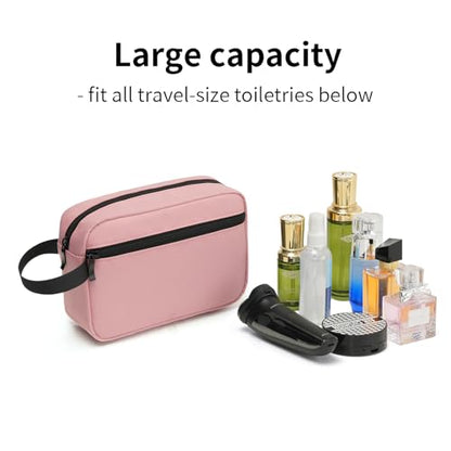 Travel Hanging Toiletry Bag with Carry Handle - Water-Resistant Small Cosmetic Organizer for Men & Women, Makeup, Shaving Kit, Gym & Travel Essentials (Dusty Pink) - color: Dusty Pink