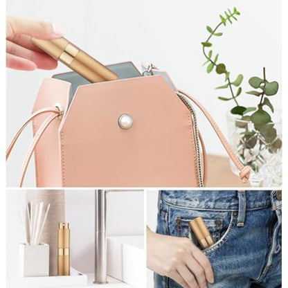 LISAPACK 8ML Atomizer Perfume Spray Bottle for Travel, Empty Refillable Cologne Dispenser, Portable Sprayer (Rose Gold) - color: Rose gold