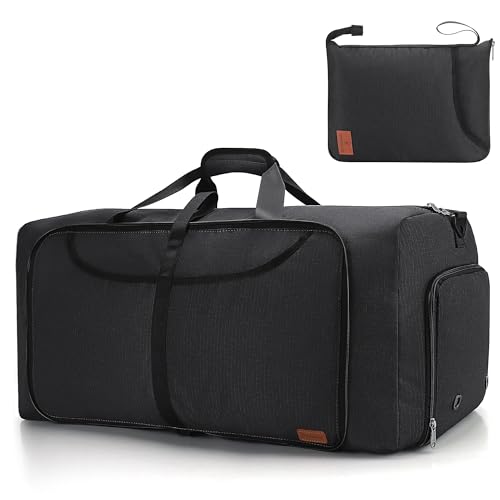 100L Duffle Bag for Travel, Extra Large Foldable Waterproof Travel Duffel Bags Weekender Overnight Bag for Men and Women with Shoe Compartment - color: Black, size: 100L