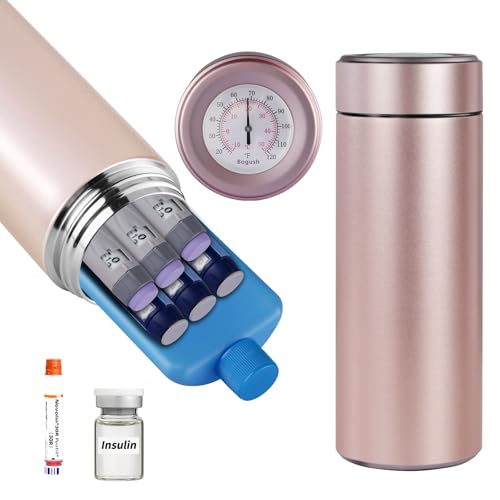 Bogush 60H Insulin Pens Cooler Temp Display Hold 6-8 Pens Travel Case Medication Cooler for Travel TSA Approved Medicine Cooler Medical Diabetic Travel Cooler Bag Epipen Carry Case Rose Golden - color: Rose Golden