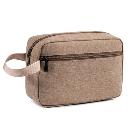 Travel Hanging Toiletry Bag with Carry Handle - Water-Resistant Small Cosmetic Organizer for Men & Women, Makeup, Shaving Kit, Gym & Travel Essentials (Camel) - color: Camel