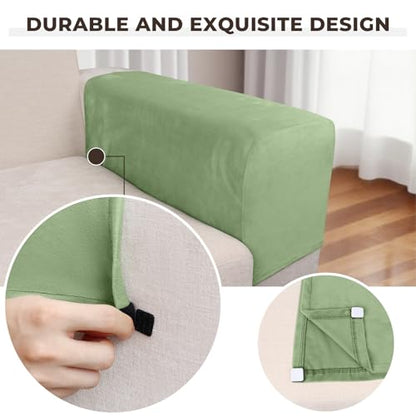 Couch Arm Covers 2 Pcs Sofa Armrest Covers Stretch Couch,Armrest Cover for Chairs Scratch-Resistant Sofa Arm Cover Armchair Slipcovers,Avocado Green - color: Avocado Green, size: 2PC Armrest Cover
