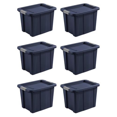 Sterilite 6-Pack Latching Tuff1 Tote, Plastic Storage Bins w/Lids, 18 Gallon, Dark Indigo - Large Stackable Organizer Boxes and Containers for Bed, Closet, Craft, and Classroom Organization - color: Dark Indigo, size: 18 Gallon (6 Pack)
