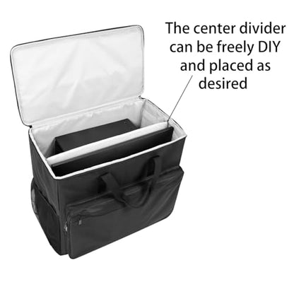 BUBM Desktop Computer Carrying Case, Padded Nylon Carry Tote Bag for Transporting Computer Tower PC Chassis, Keyboard, Cable and Mouse - color: Black-Wheels 27 INCH