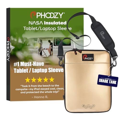 PHOOZY Thermal Insulated Tablet/Laptop Case for iPad, MacBook Air, MacBook Pro & Similar Sized Tablets or Laptops up to 11" - Protection Against Heat, Cold, Drops and Water (Gold) - color: Iridium Gold, size: Up to 11"
