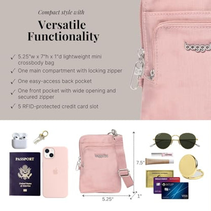 Baggallini Women's Securtex Anti-theft Activity Crossbody Bag - color: Woodrose