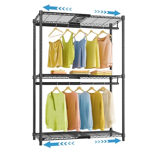 VIPEK X1 Expandable Clothes Rack Heavy Duty Adjustable from 2' to 3'5" with Adjustable Shelves and Hanger Rods, Reach-in & Walk-in Closets Metal Garment Racks Portable Closet, Black - color: Black, size: X1