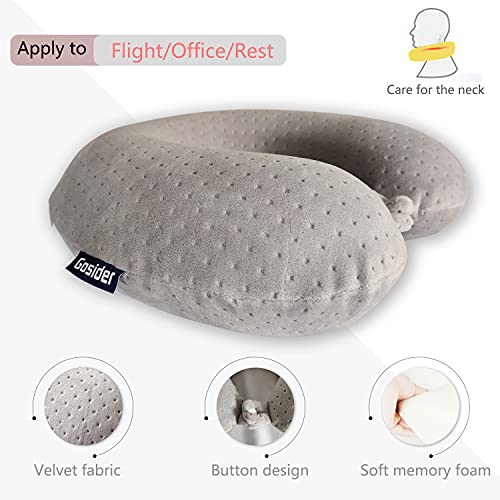 Memory Foam Travel Pillow, Comfortable Travel Neck Pillow U Shape, Support Neck and Head to Relieve Fatigue, Portable Neck Pillow Suitable for Planes, Trains, Self-Driving Cars - color: Gray