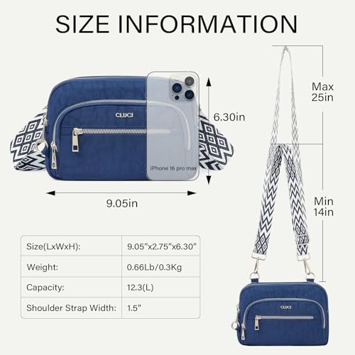 CLUCI Anti Theft Crossbody Bags for Women Travel Small Crossbody Bag Purses for Women RFID Nylon Belt Bag - color: Blue