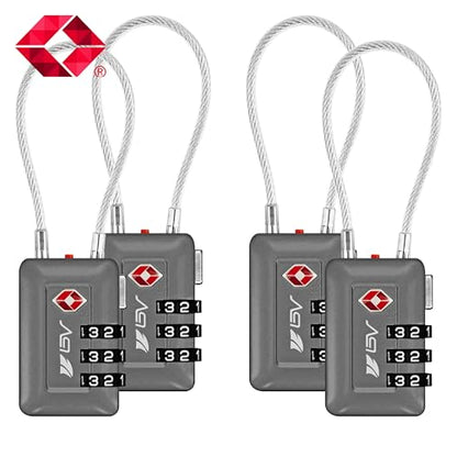 TSA Accepted Luggage Travel Lock, Set-Your-Own Combination Lock for School Gym Locker, Luggage Suitcase Baggage Locks, Filing Cabinets, Toolbox, Case (Slate Gray, 4 Pack) - color: Slate Gray, size: 4 Pack