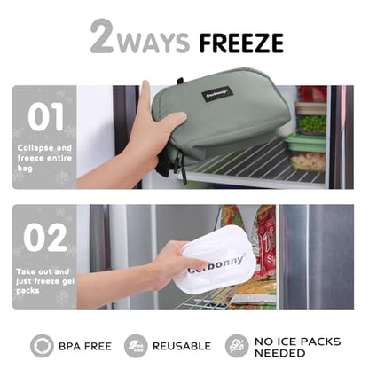 Cerbonny Freezable Lunch Bag, Mini Cooler Bag, Small Lunch Bag, Insulated Small Cooler Box with Ice Packs & Handle Buckle for School Work Travel,Grey - color: Light Gray