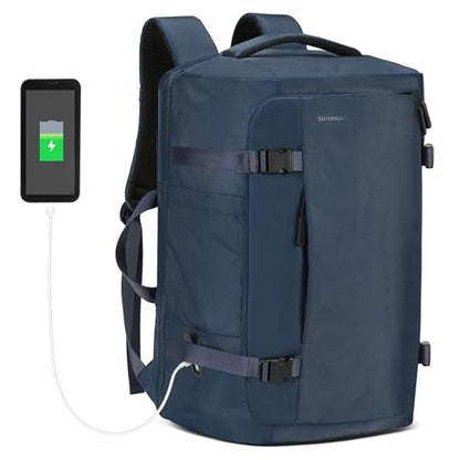 40L Travel Backpack, TSA Friendly Flight Approved Carry on Backpack for Men Women, Fits 17.3 Inch Laptop with USB-A&C Ports, Weekender Bag, Blue - color: Blue