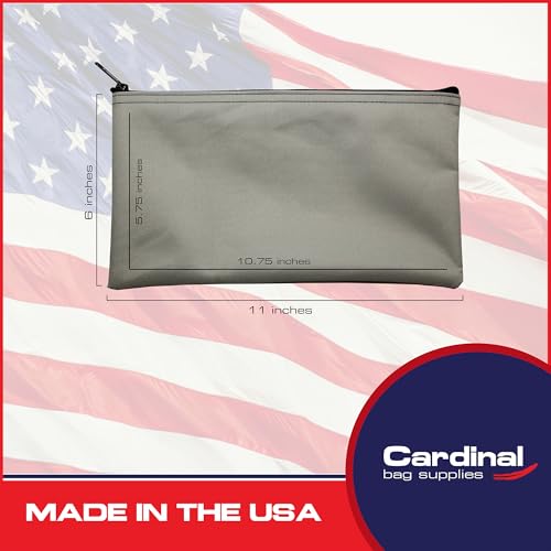 Multipack of 2 Compact Zipper Cloth Pouches, Zipper Bag, Travel Toiletry, Cosmetics, Stationary Case, 11 x 6 inches (Gray) - color: Gray