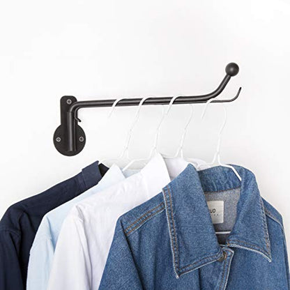 Mkono Wall Mounted Drying Rack Laundry Clothes Hanger with Swing Arm Space Saving Metal Hanging Valet Rod for Laundry Closet Organizer Bathroom Bedroom, 2 Pack, Black - color: Black