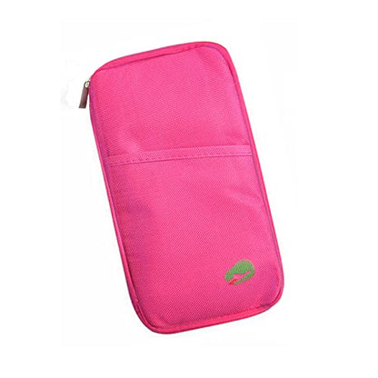 vanki Multi-Functional Fashion Ticket Passport Credit Card ID Document Organizer Holder Bag Purse Travel Pouch Case Cover (Rose Red)
