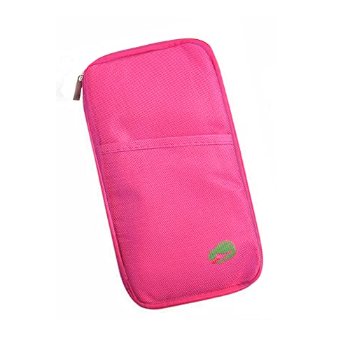 vanki Multi-Functional Fashion Ticket Passport Credit Card ID Document Organizer Holder Bag Purse Travel Pouch Case Cover (Rose Red)