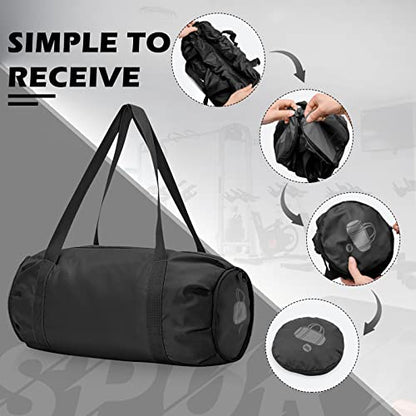 Foldable Sports Gym Duffel with Wet Dry Pocket, Ultralight Travel Carry on Bag, Overnight Weekender for Travel, Beach (Black) - color: Black
