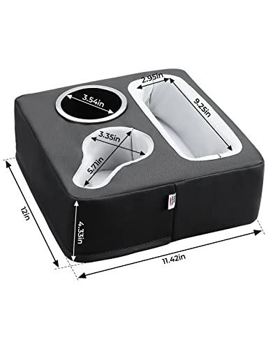 KEMIMOTO Back Seat Cup Holder for Car, Couch Cup Holder, Car Truck Boat Organizer, Couch Sofa Bed Expander Tray Holds Drinks, Snacks, Remote, Cell Mobile Phone (Black) - color: Black