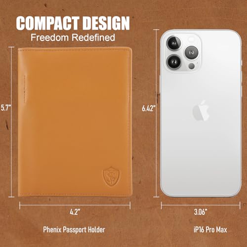 STAR VISTA Phoenix Leather Passport Holder, Calfskin Travel Wallet - RFID Blocking, ID Window, Zipper Pocket, Pen & Notebook Included, Honey - color: Honey Calfskin