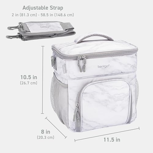 Bentgo Prep Deluxe Insulated Multimeal Bag - Lunch Box Bag, Holds 5 Meals, Premium Insulation up to 8 Hrs, Durable, Water-Resistant - Large Capacity For Adult Meal Prep (White Marble) - color: White Marble
