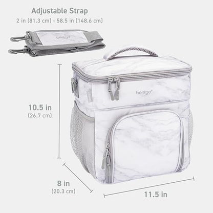 Bentgo Prep Deluxe Insulated Multimeal Bag - Lunch Box Bag, Holds 5 Meals, Premium Insulation up to 8 Hrs, Durable, Water-Resistant - Large Capacity For Adult Meal Prep (White Marble) - color: White Marble