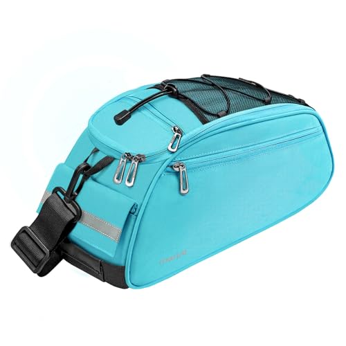 MOSISO Bike Rack Bag, Waterproof Bicycle Trunk Pannier Rear Seat Pouch Cycling Bike Carrier Backseat Storage Luggage Saddle Shoulder Bag - color: Sky Blue