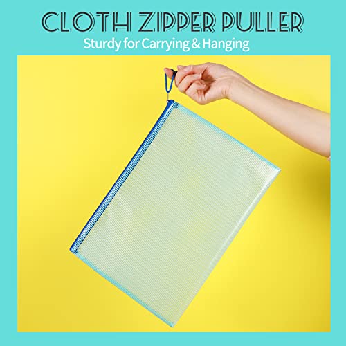 LEOBRO Mesh Zipper Pouch Bags, 13.2"x 9.2" Zipper Pouch, 4 pcs Mesh Bags with Zipper, Storage Bags Pouch for Organization Toy Puzzles Board Game Travel, File Jackets & File Pockets