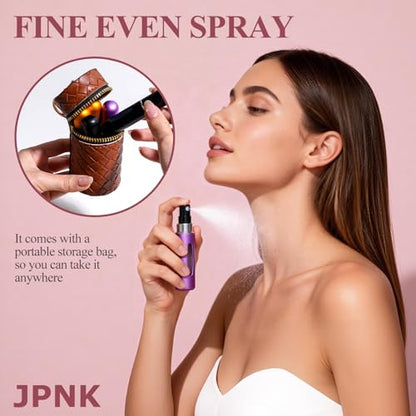 JPNK 24 Pcs Mini Refillable Perfume Portable Atomizer Bottles Travel Size Spray Refillable Refill Bottle 5 ml with Travel and Outgoing Bag